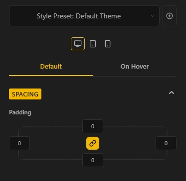 LunaSites responsive spacing controls